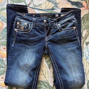 Miss Me Dark Blue Skinny Jeans with Embellishments size 27